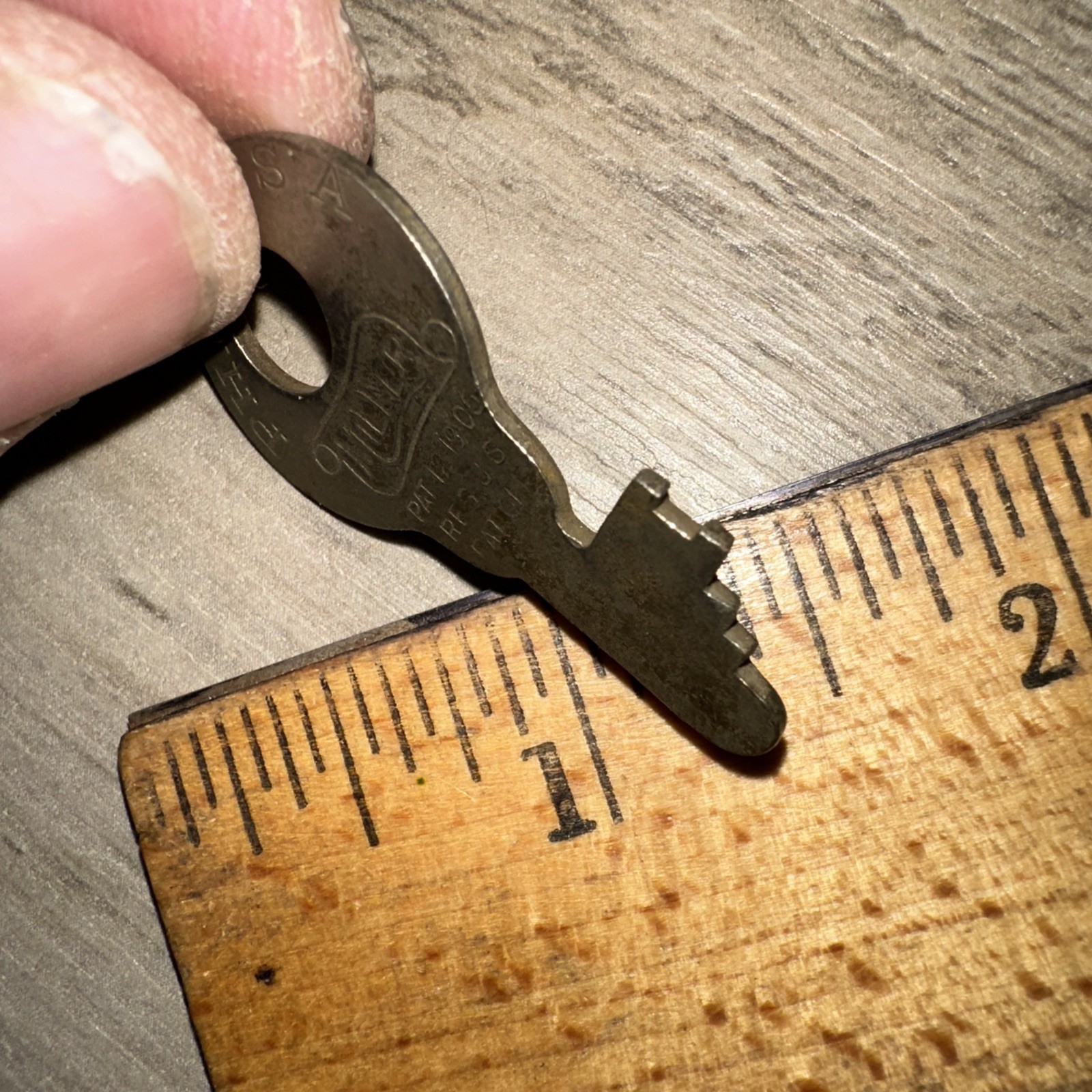 Antique Miller Flat Key For Padlock Or Cabinet 1905 Patent ￼￼