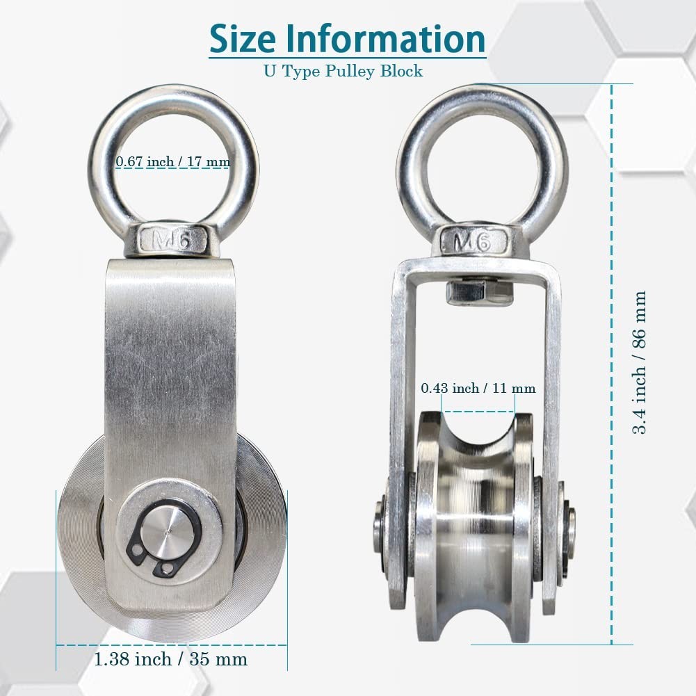 Versatile Cable Pulley Wheel 2 Pack – Stainless Steel, Heavy Duty, 360° Rotation