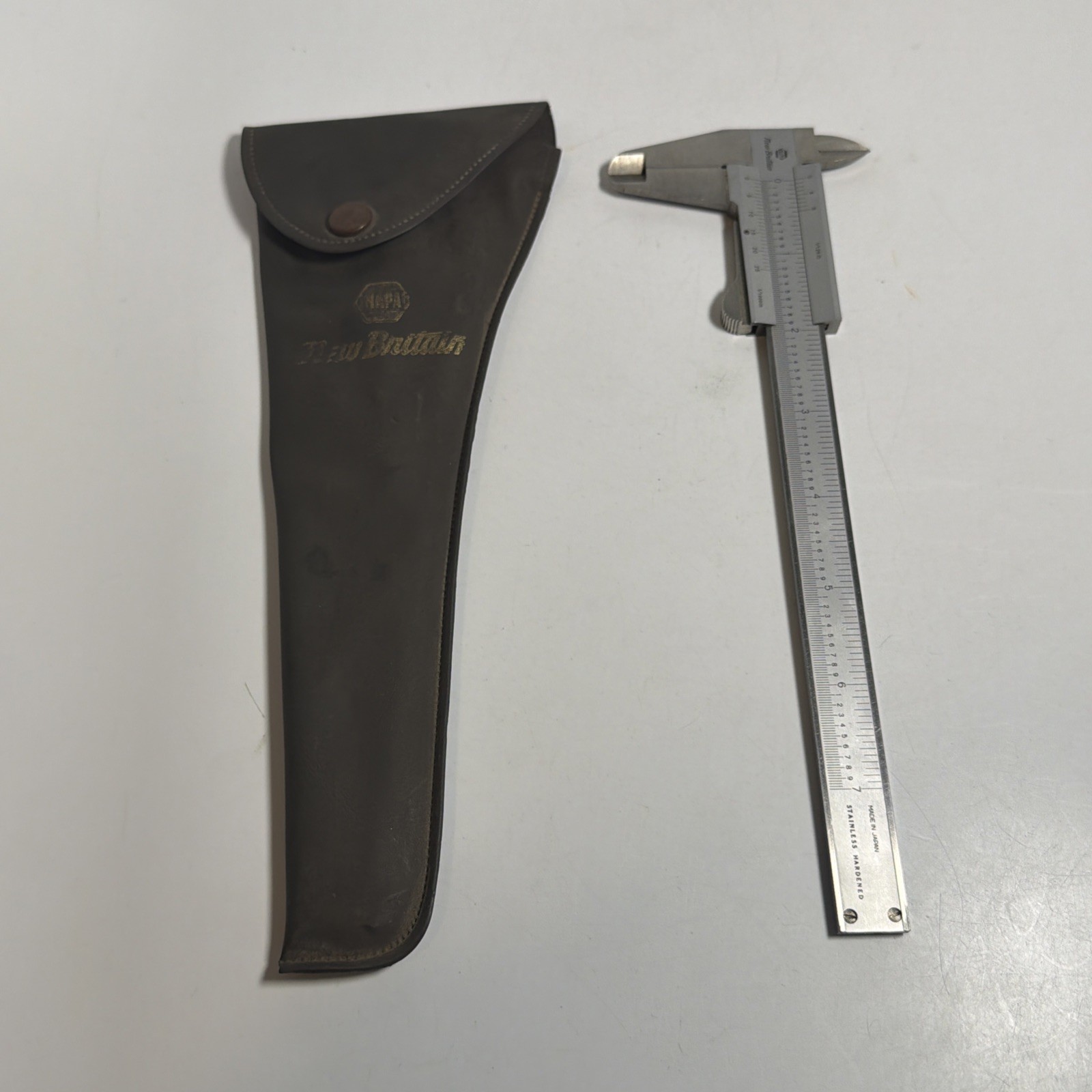 Rare Vintage Napa New Britain Japan Made Caliper Tool + Case Clean Ruler