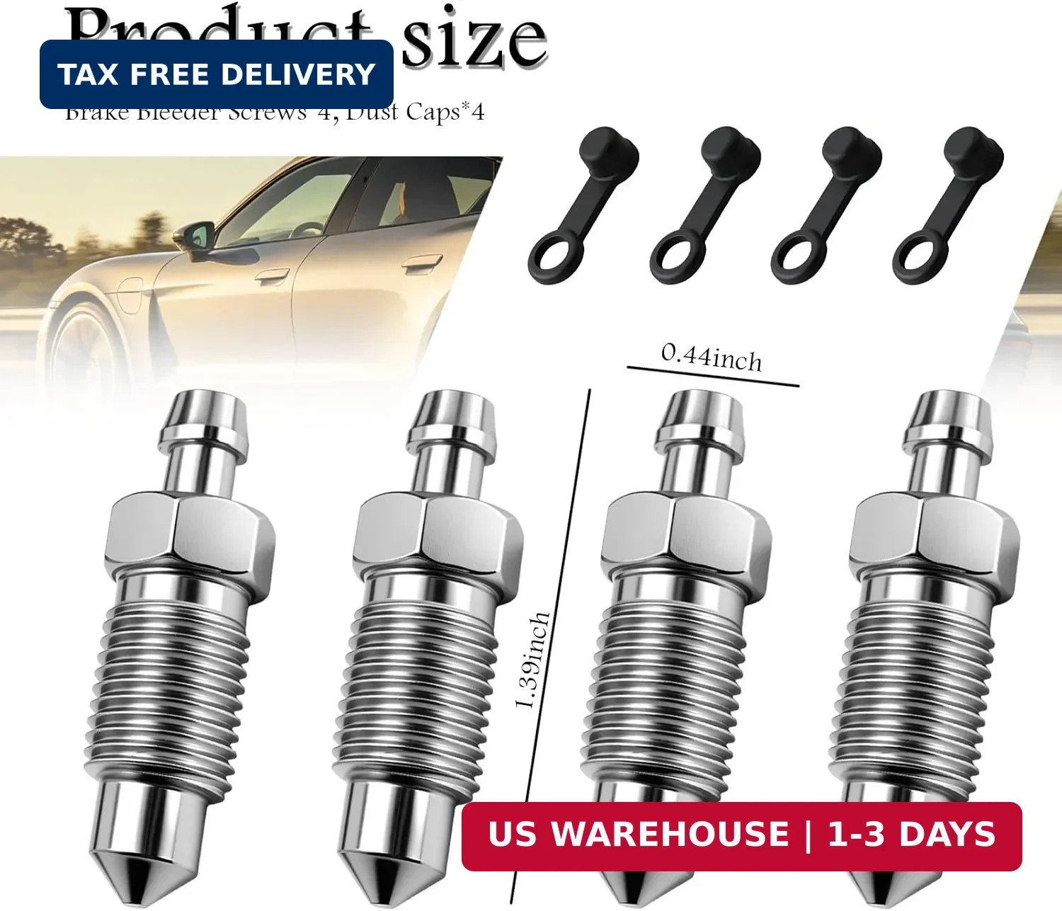 4PCS M10x1.0-35.4mm Car Brake Bleeder Screw,Sturdy Car Brake Bleeder Valve with