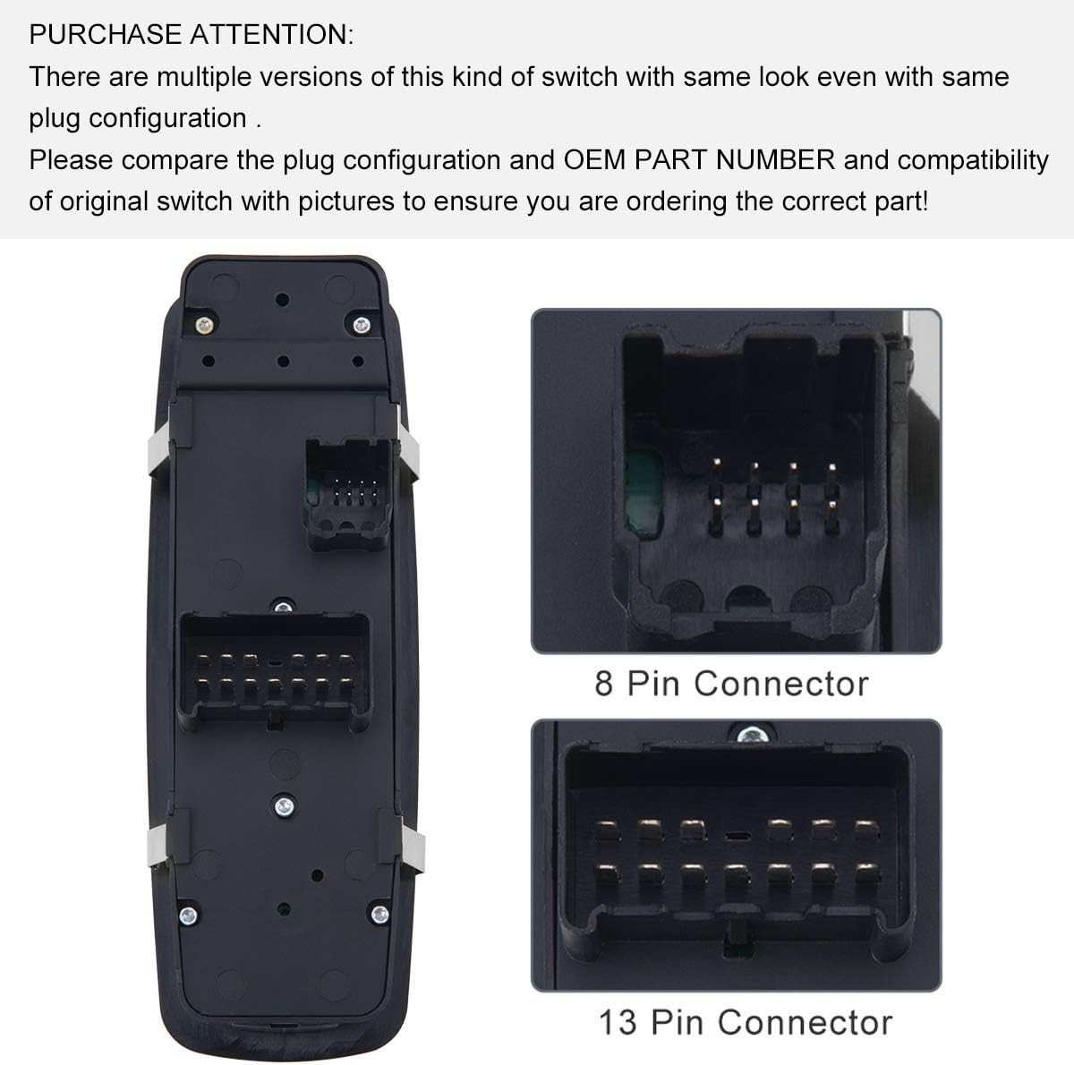 Master Power Window Switch Front Left Driver Side Compatible with Dodge