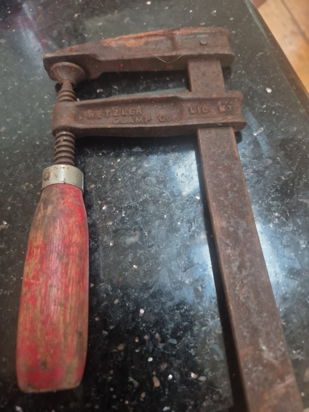 ANTIQUE WETZLER BAR CLAMP CLAMPETTE 5″ LONG ISLAND CITY NY USA WOODWORKING CLAMP