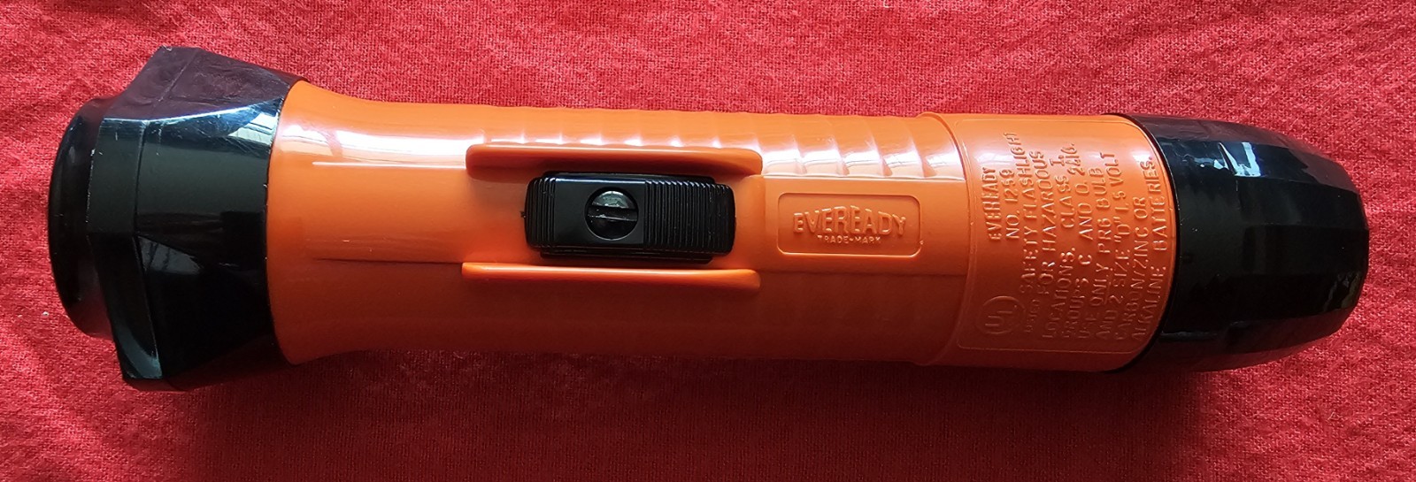 NOS Eveready 1259 Heavy Duty Industrial Safety Flashlight 8″ Orange USA Box