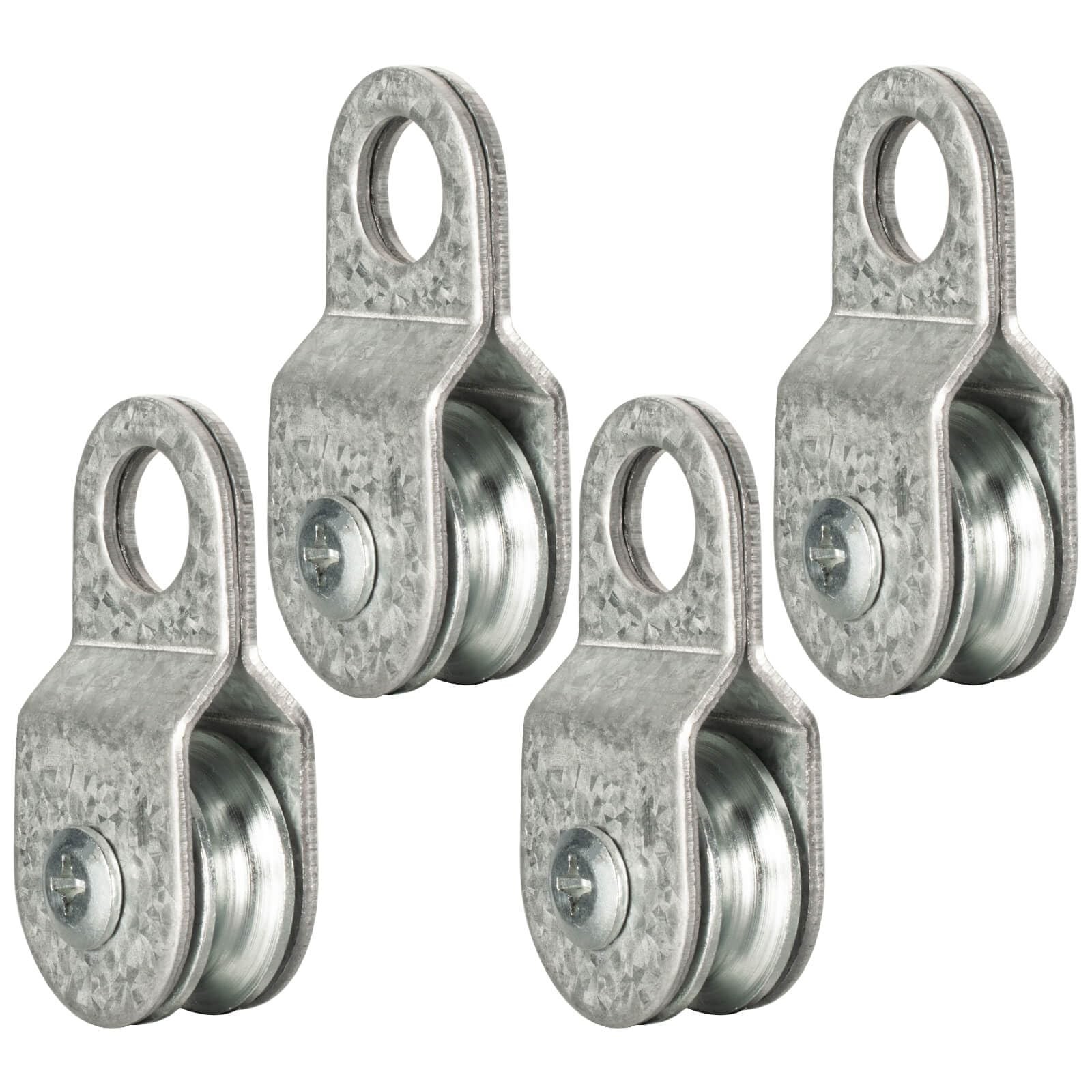 4 Pack Small Snatch Cable Pulley Block for 6mm / 0.23 Inch Wire Rope, Single Pul