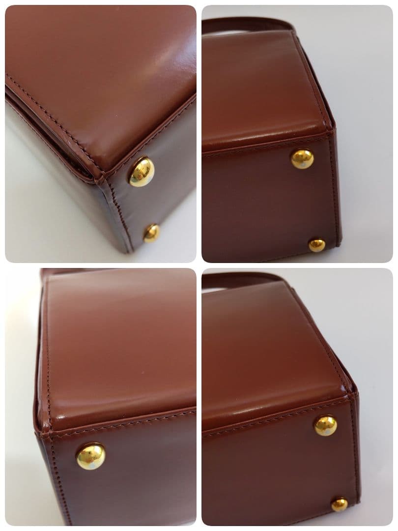 GIVENCHY One Shoulder Bag Patent Logo Hardware Brown Leather 23×19.5cm Used