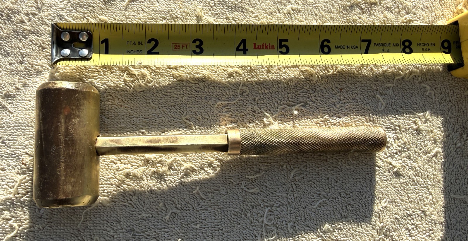 VINTAGE SOLID BRASS 1 POUND 4 OZ HAMMER