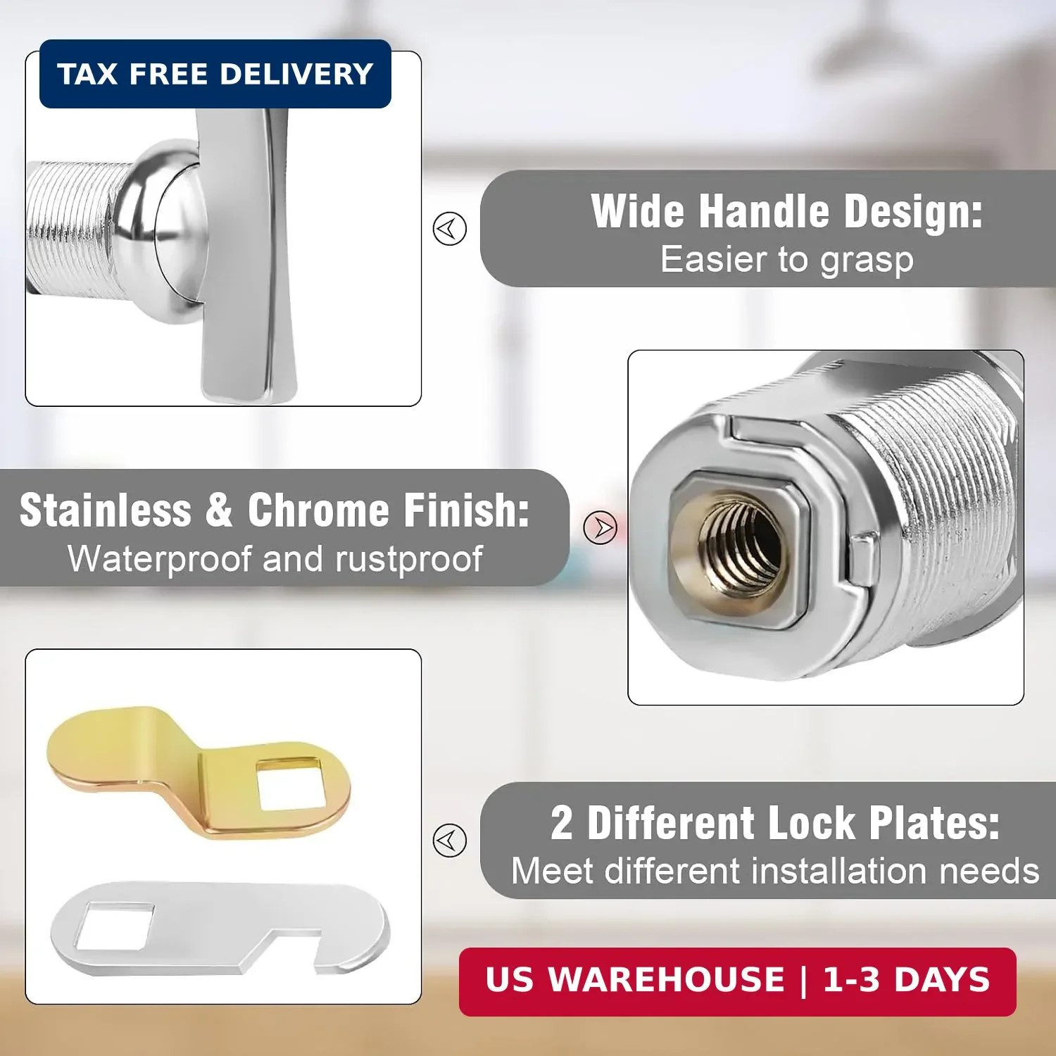 Thumb Operated Offset Cam Lock, 1-3/8″ RV Storage Locks 5PCS Cabinet Locks 5PCS