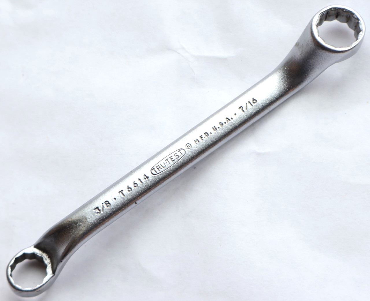 TRU-TEST (USA) No. T6614 3/8 + 7/16 12 Pt. Offset Double Box End Wrench / MTT