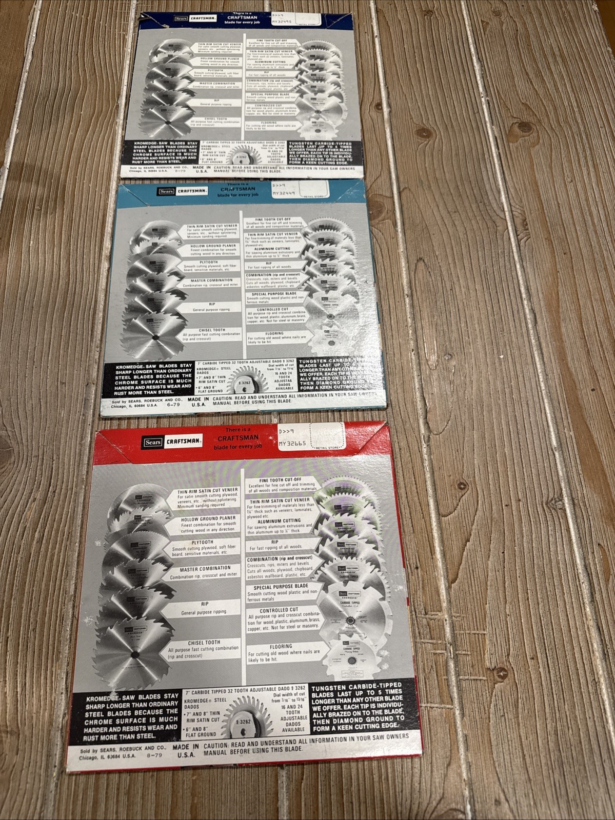 Lot of 3 Vintage Sears Craftsman Kromedge Circular Saw Blades 10 Inch Planer USA