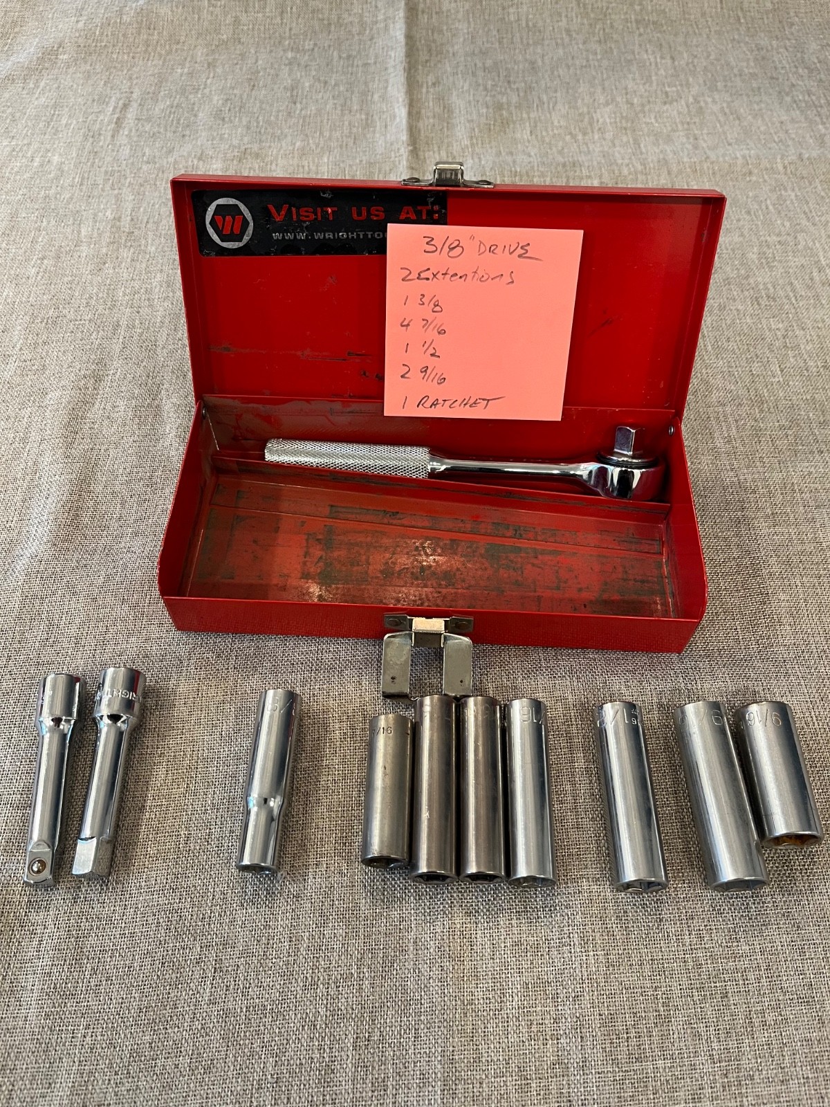 Wright 3/8″ Drive SAE 11 Piece 6pt Socket Set 3/8, 7/16, 1/2, 9/16 – USA