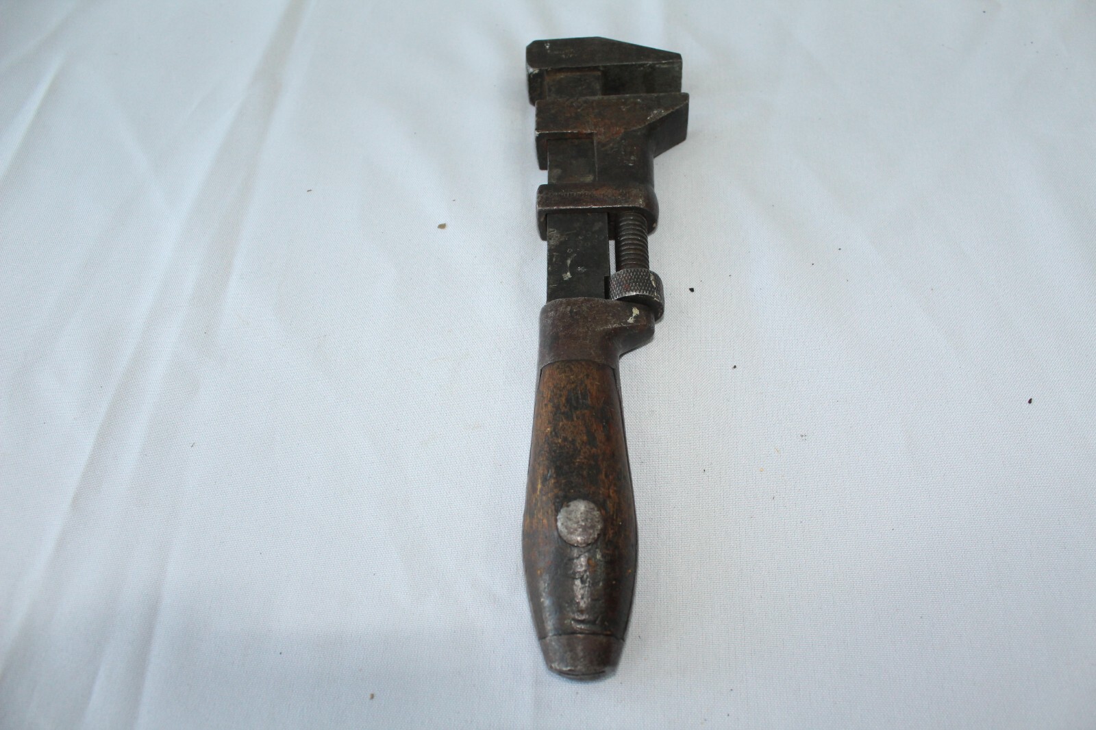 Antique Coes Adjustable Monkey Wrench 10 inches Wood Handle NO3 Worchester, MASS