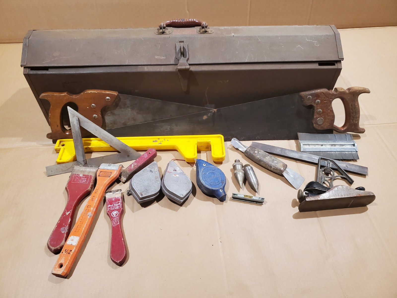 Vintage Tool Lot Union Chest Toolbox 32” Carpentry Tools