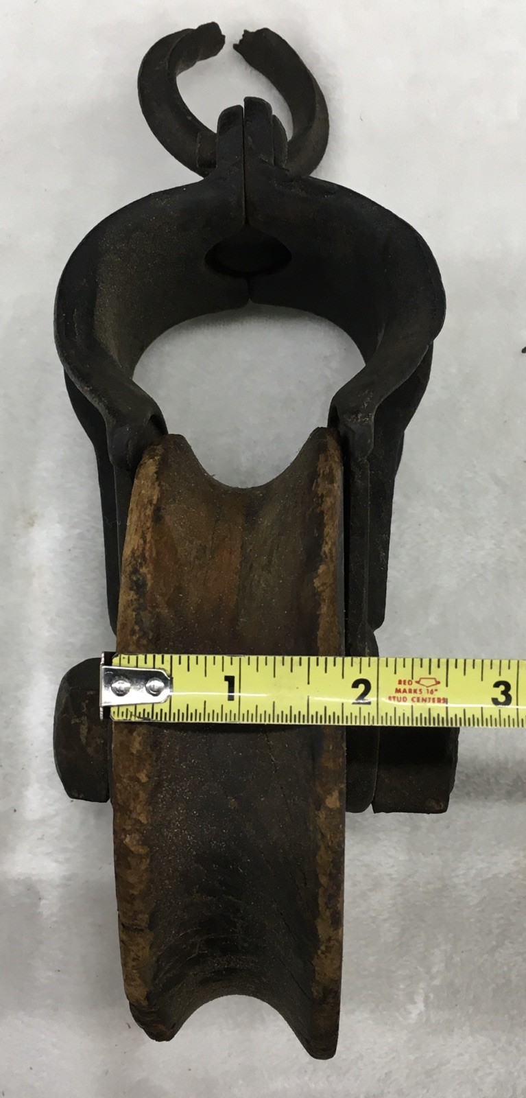 Vintage Antique H 236 Cast Iron/Wood Barn Pulley, 6” X 1.75” Wood