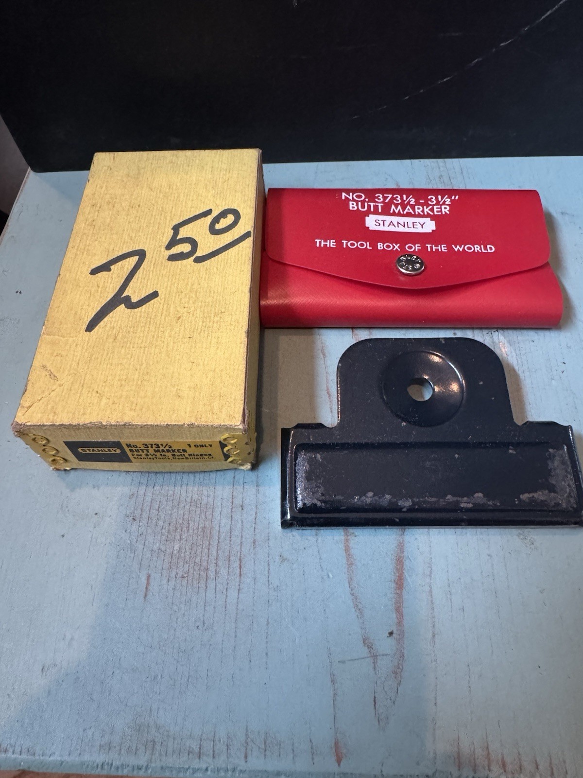 Stanley Butt Marker # 373 1/2 with Case & Box Door Hinge Marking Tool For 3 1/2″
