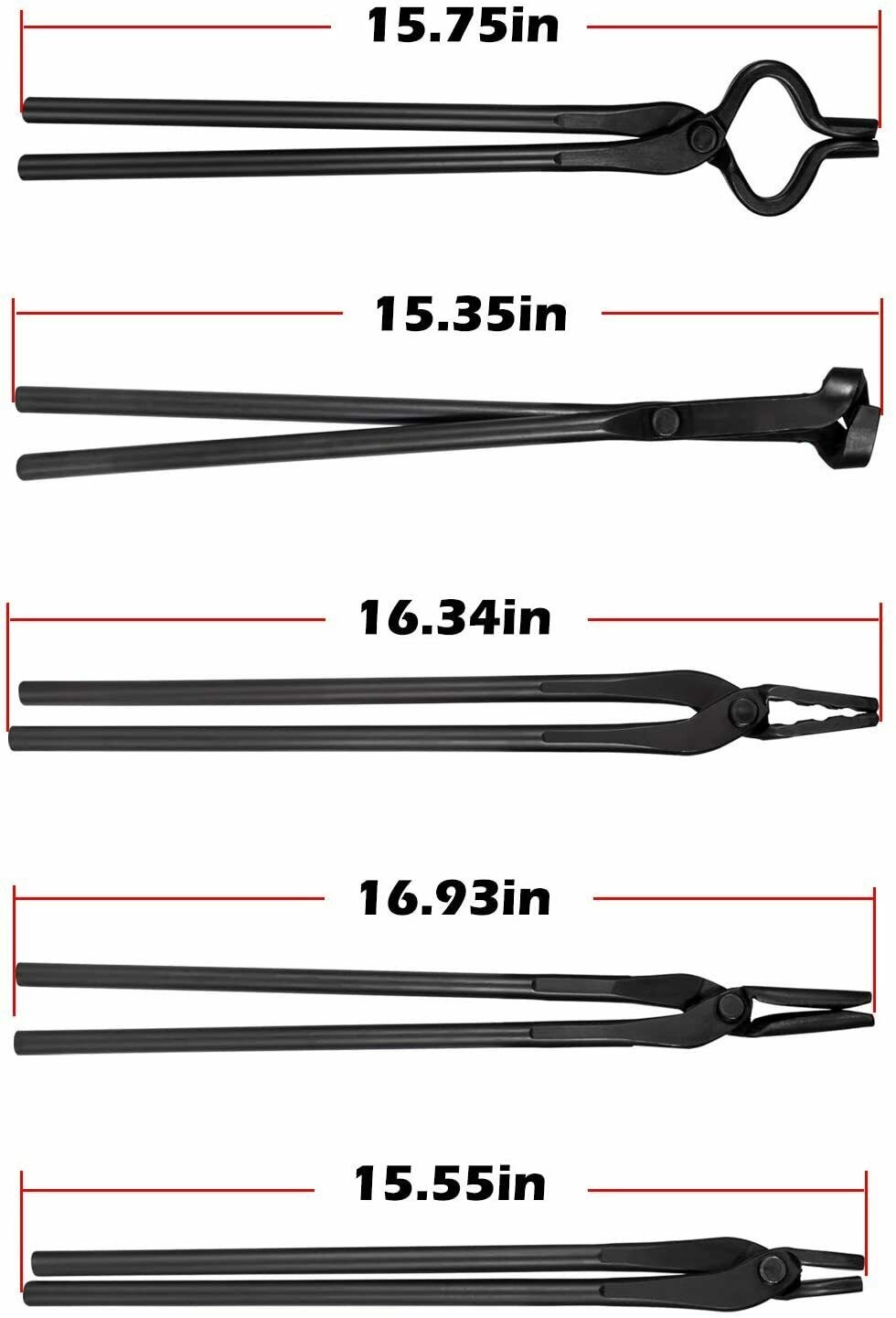 Blacksmith Tongs Tools Set Flat Tongs & Square Jaw Tongs Bolt Tongs Blade Tongs