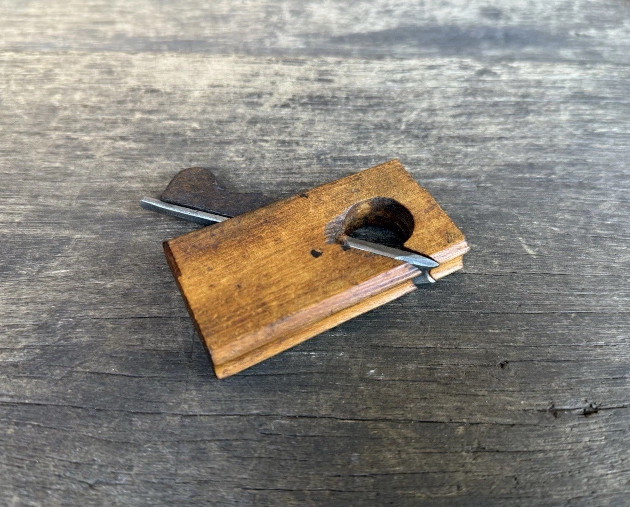 Antique Luthier’s Miniature 3” Hollow Moulding Plane Thumb Violin Plane Tool
