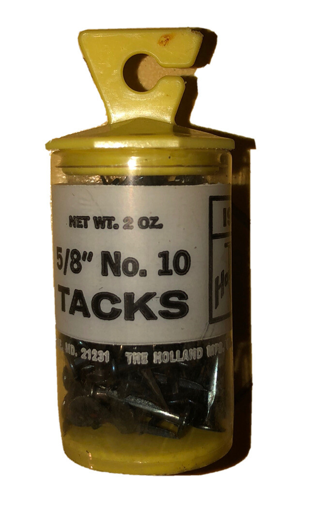 1950’s *New* American Holland thumb tacks yellow container 5/8 inch 2 Oz. No. 10