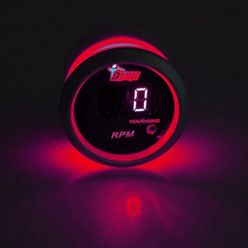 ESUPPORT Car 2″ 52mm Digital Red RPM Tachometer 0-9999 Automotive Tacho Gauge
