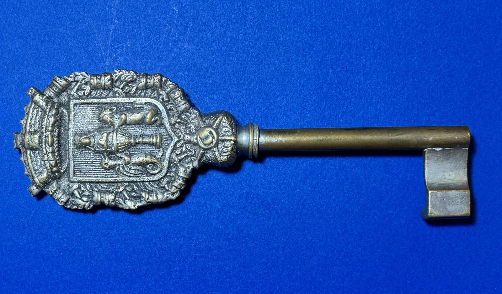 19th Century Ceremonial Key Crest of Coimbra Hollow Barrel Single Bit Key