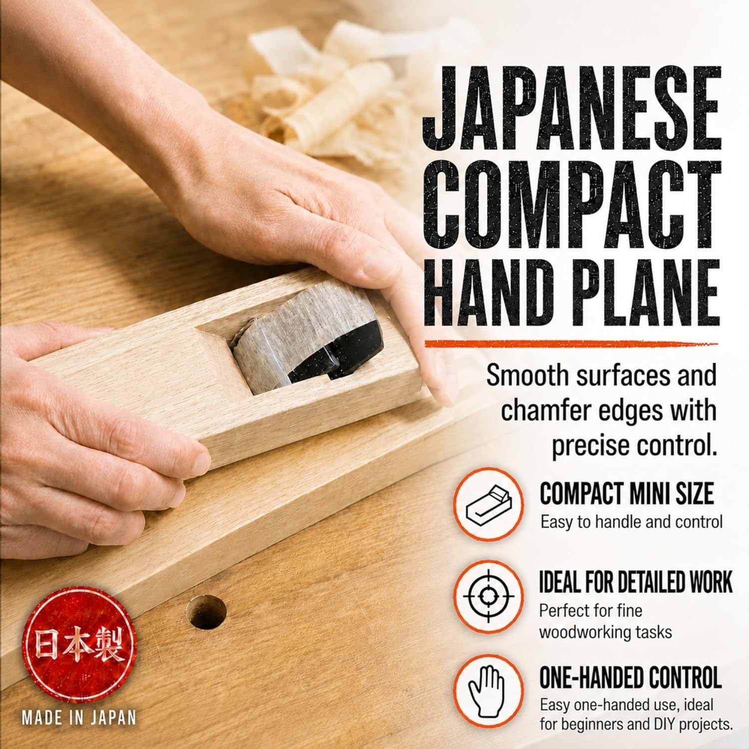Traditional Japanese 42mm KANNA Hand Plane – Razor-Sharp Steel, Compact Design