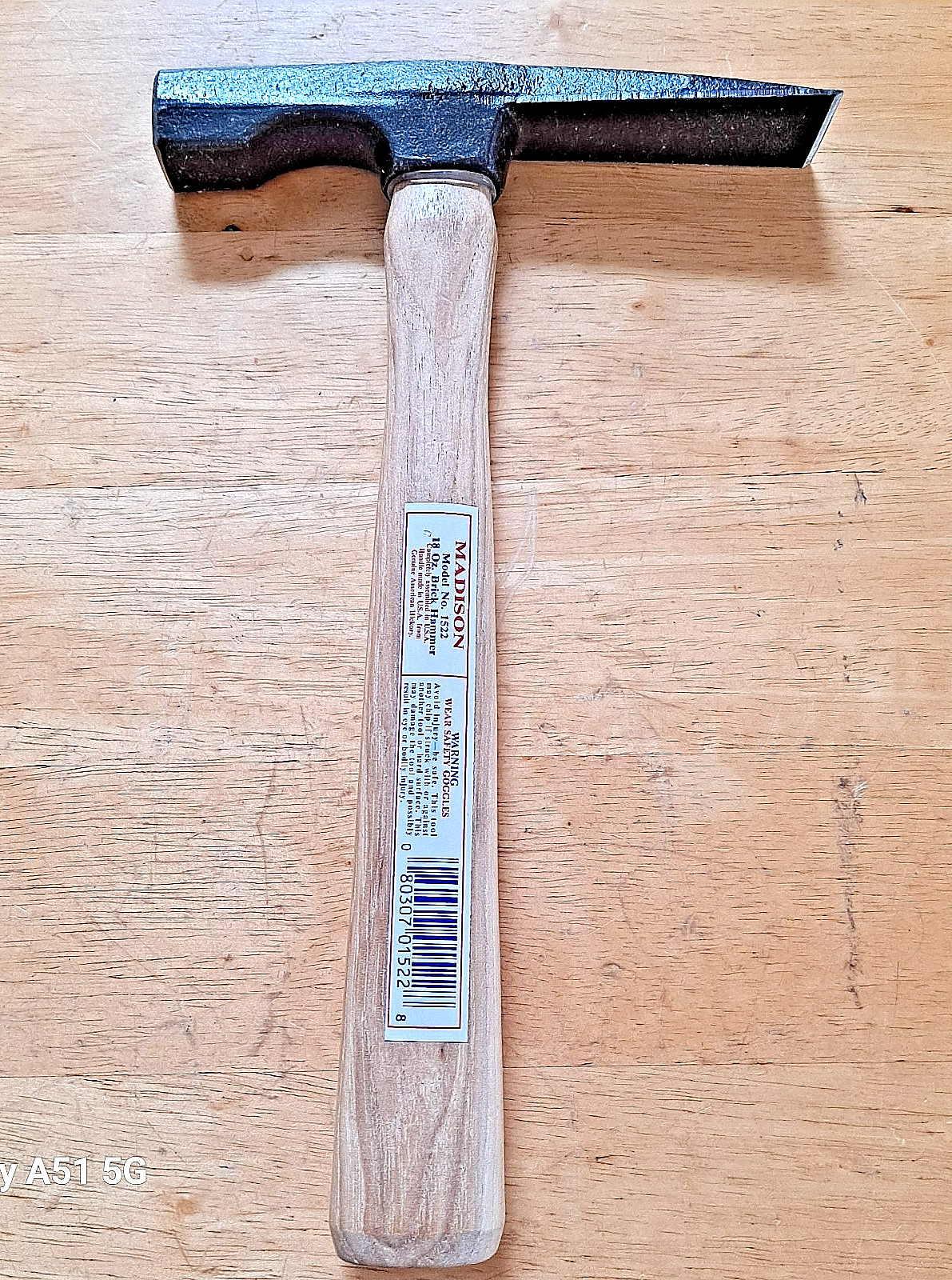 MADISON Model 1522 18 oz. Brick Hammer With Genuine Hickory Handle NEW NOS
