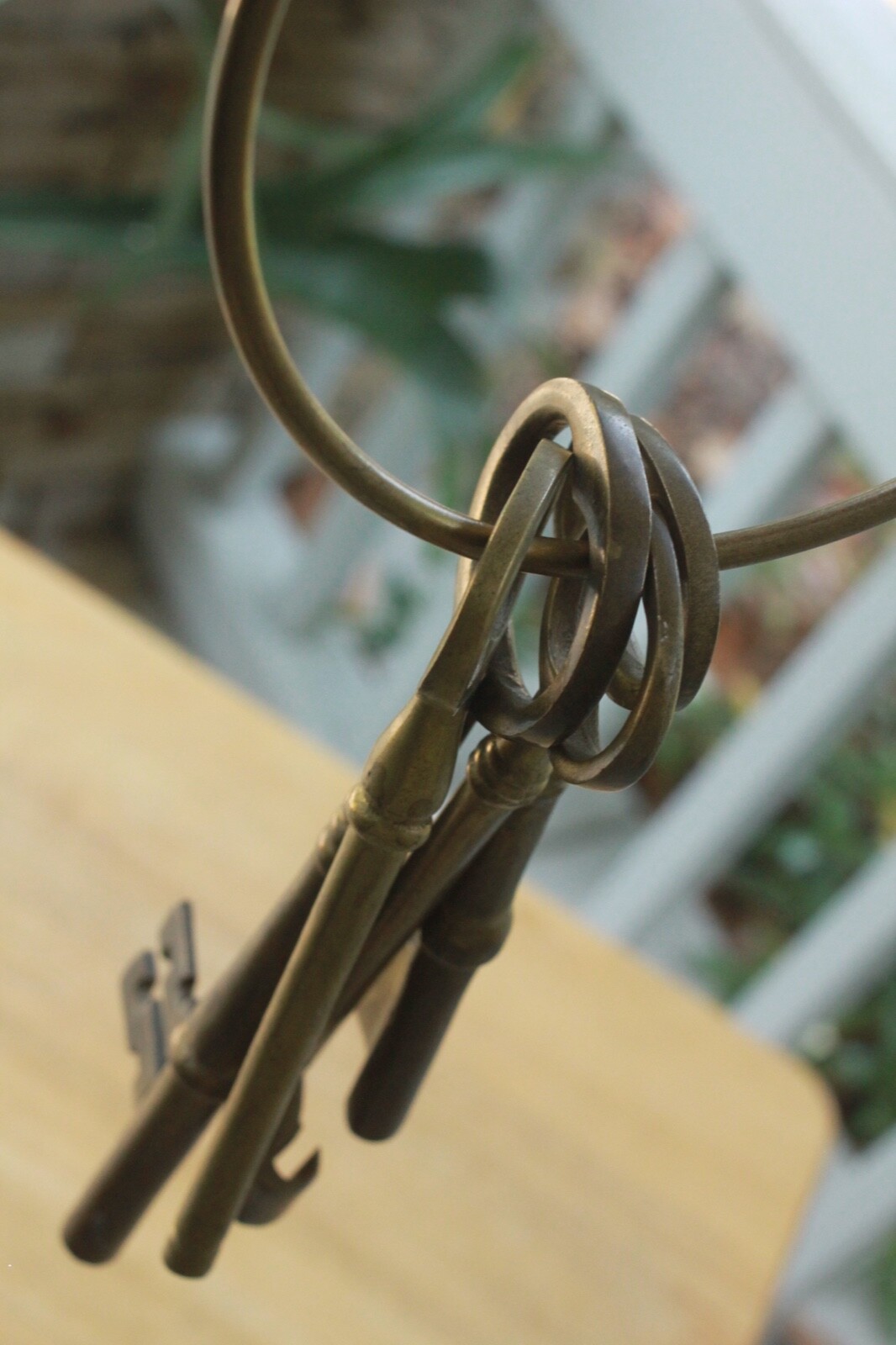 vintage heavy brass keys and key ring, Jailers Keys