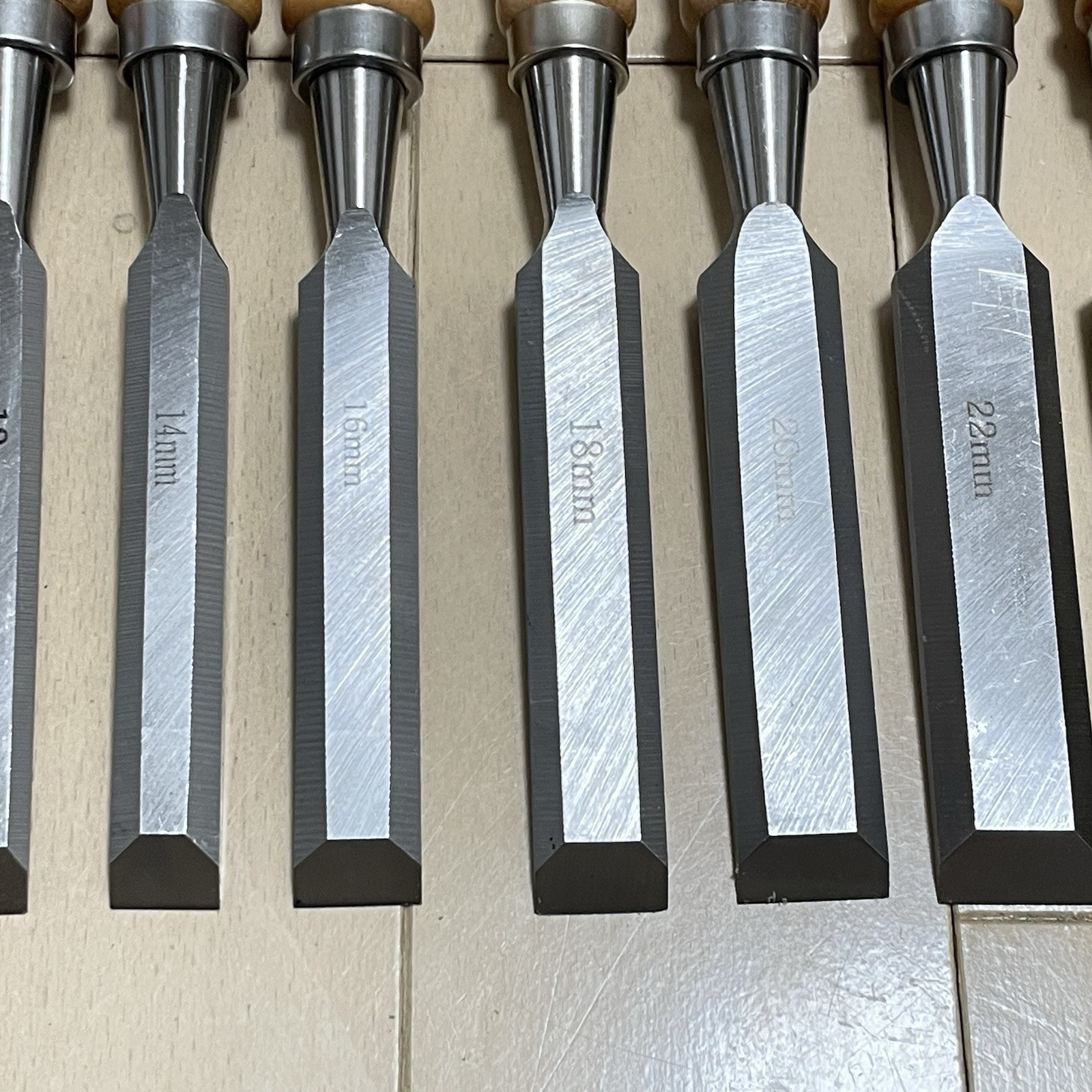 Japanese Vintage Chisel Set of 12 NOMI Japanese Carpentry Woodworking Tool Japan