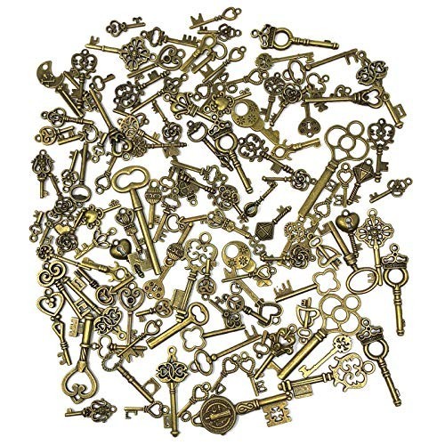 Lot Of 125 Vintage Style Antique Skeleton Furniture Cabinet Old Lock Keys Jewelr