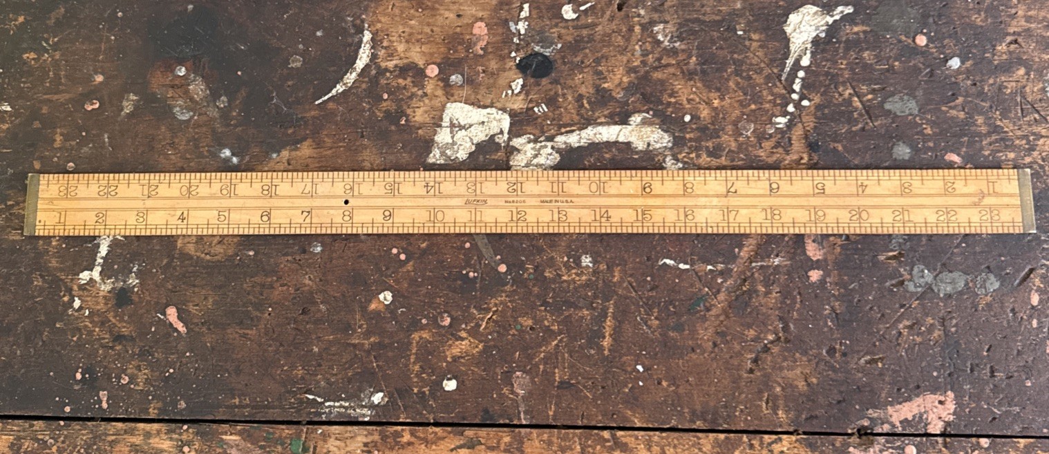 Nice Vintage Lufkin Rule Co. No. 8205-23 Inch Brass End Caps and Wood Ruler USA