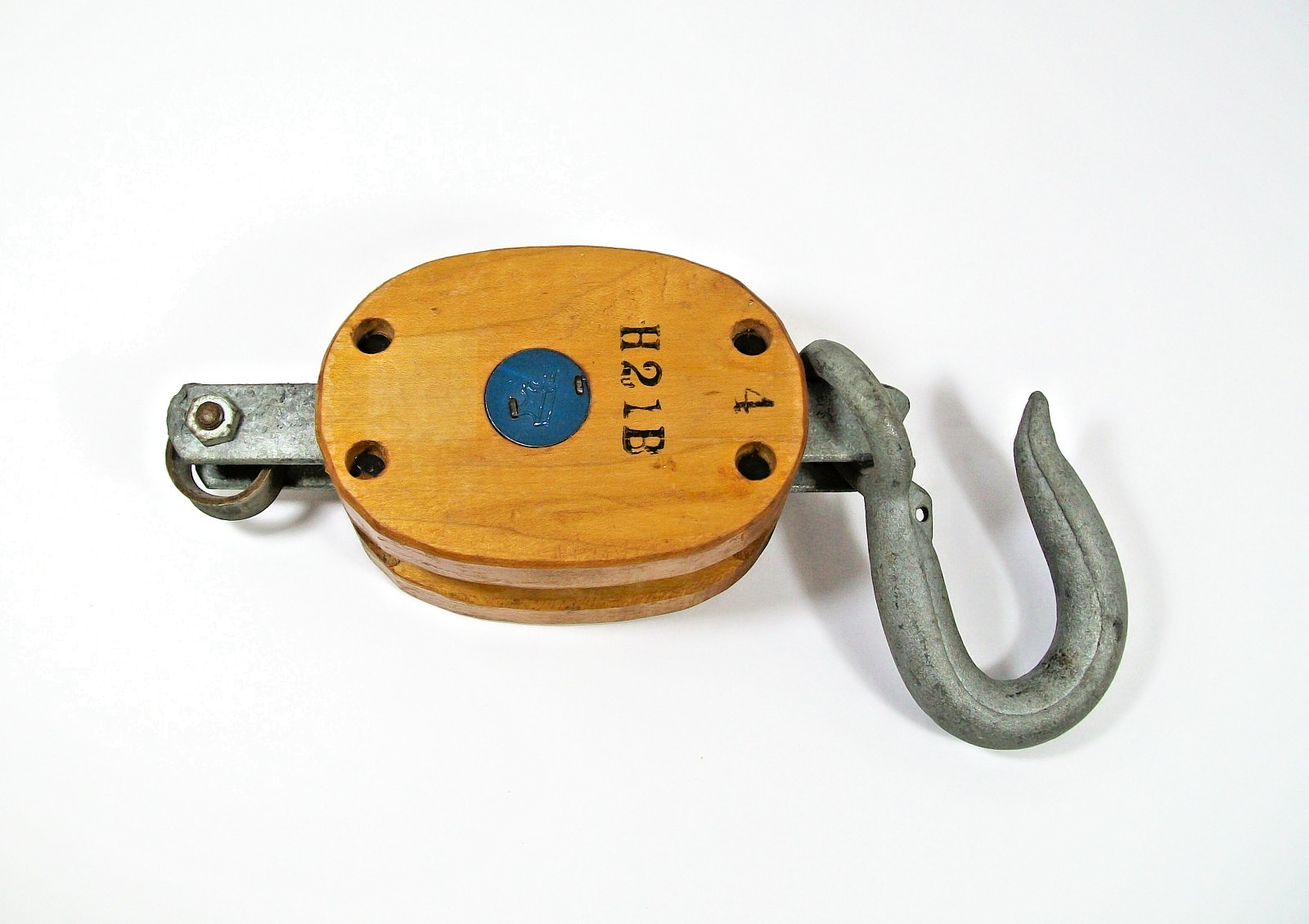 WESTERN BLOCK COMPANY NO. 4 H21B HEAVY DUTY PULLEY BLOCK IN EXCELLENT CONDITION