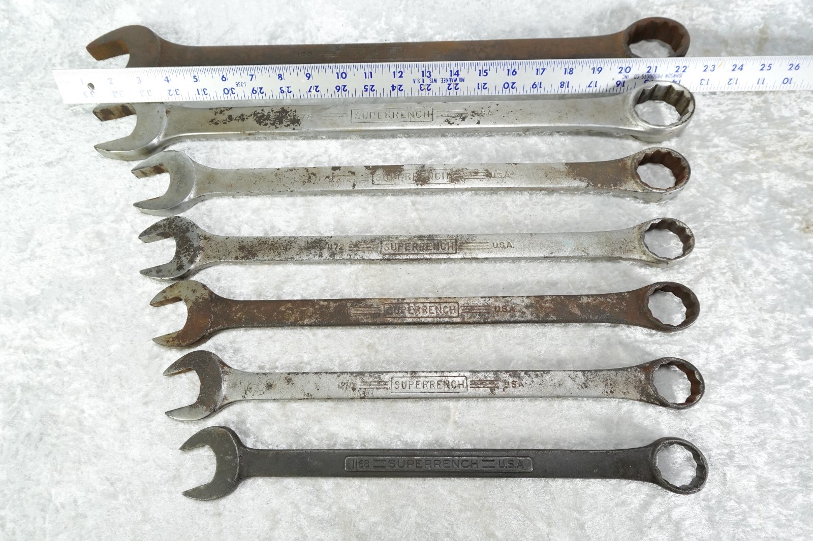 7 Vintage Williams Superrench 1100 Series 1 5/8″ – 15/16″ Combination Wrenches