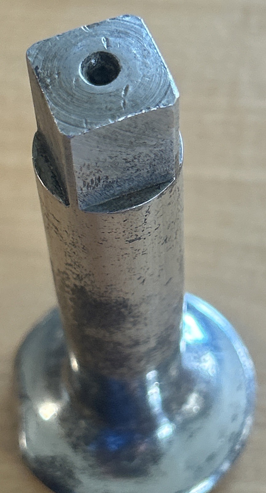 Vtg R.J.M. Co. Steel 3-3/4″ Watchmaker Machinist Lathe Anvil Pin Square End