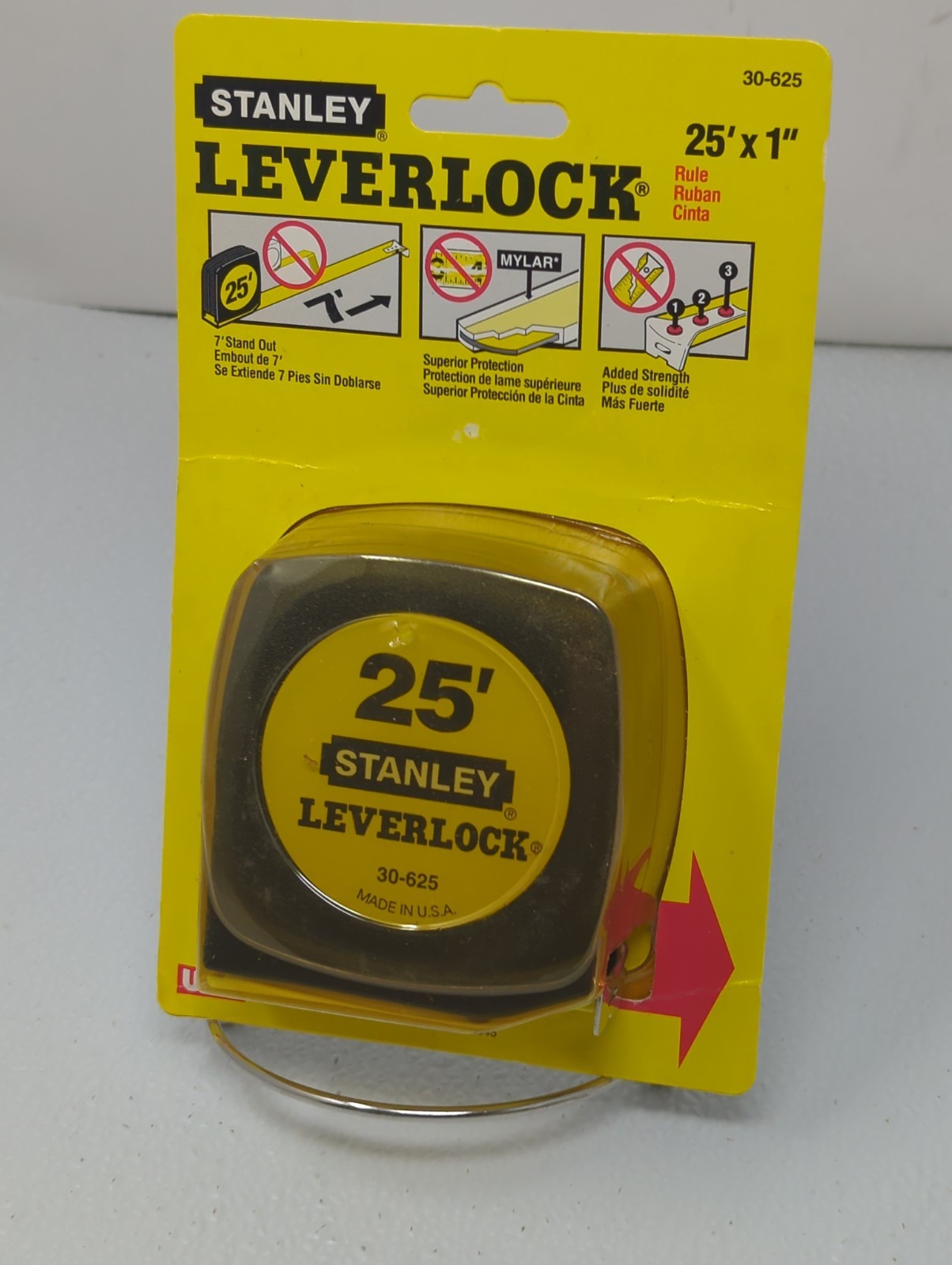Vintage Stanley 25’ Black Leverlock 30-625 Tape Measure 3-Way Blade USA