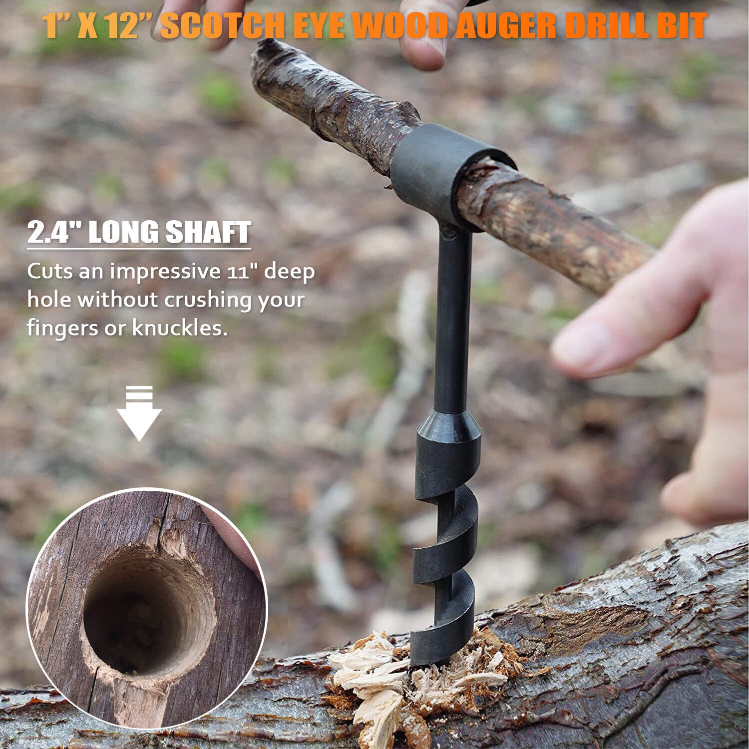 1″ Scotch Eye Wood Auger Drill Bit Hand for Bushcraft Backpack & Camping