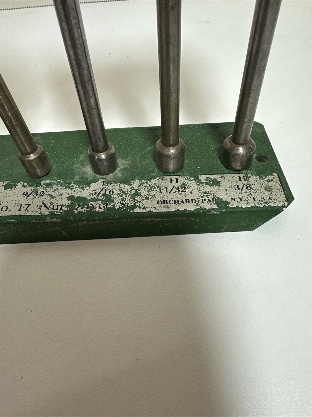 Vtg Xcelite No 17 Nut Driver Set Park Metalware Green Metal Bench Display Stand