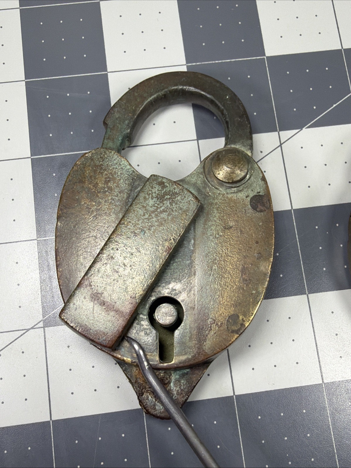 2 Vintage Brass Padlocks RR Style Teardrop/heart Shaped No Keys