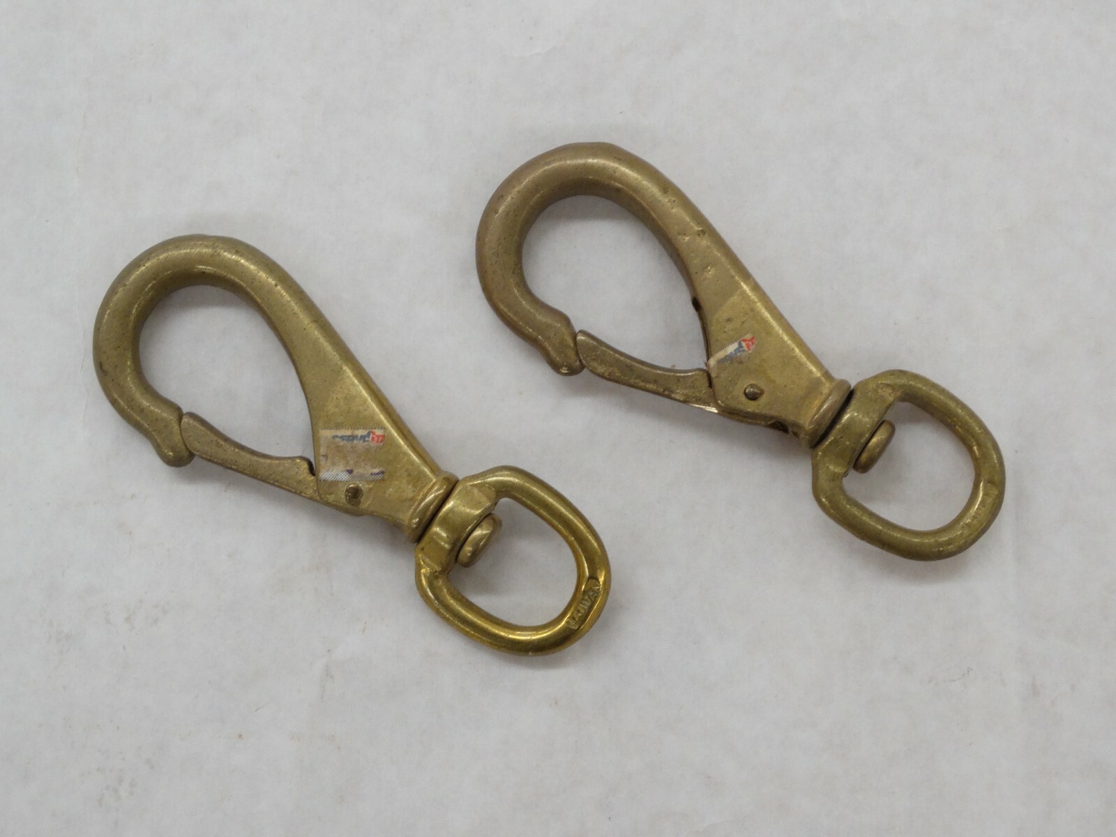2 New 4 1/2″ Brass Swivel Carabiner / Rope Clasp / Key Holder.