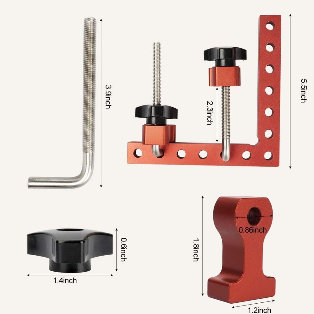 Heavy Duty Aluminum L Square Clamp Kit fits Cabinet Woodworking Joinery Projects
