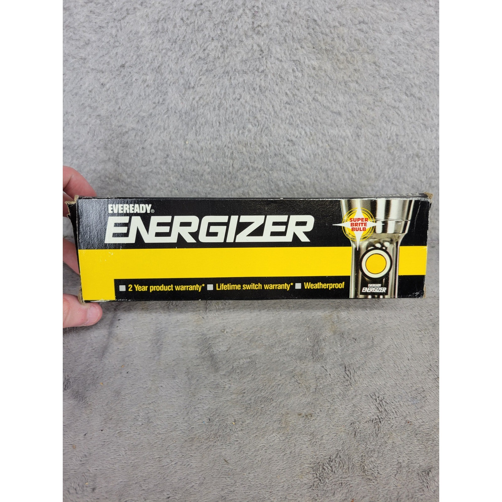 Vintage Eveready Energizer Flashlight Model 9251 Chrome Steel Made in USA Boxed