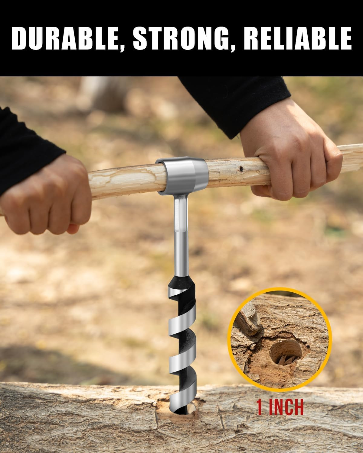 Upgrade Bushcraft Tools, 1 X 10” Hand Auger Wood Drill, Sharper Settlers Wrench