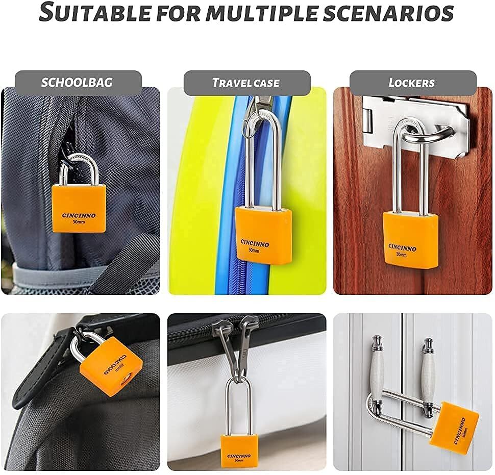 Orange Vinyl Covered Aluminum Padlock Set of 12 Keyed Alike For Outdoor Use