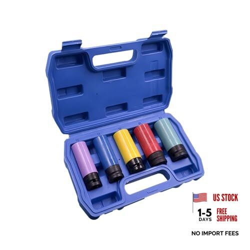 1/2 Inch Car Drive Impact Lug Nut Socket Set, 5PCS Thin-Walled Non-Marring 5pcs