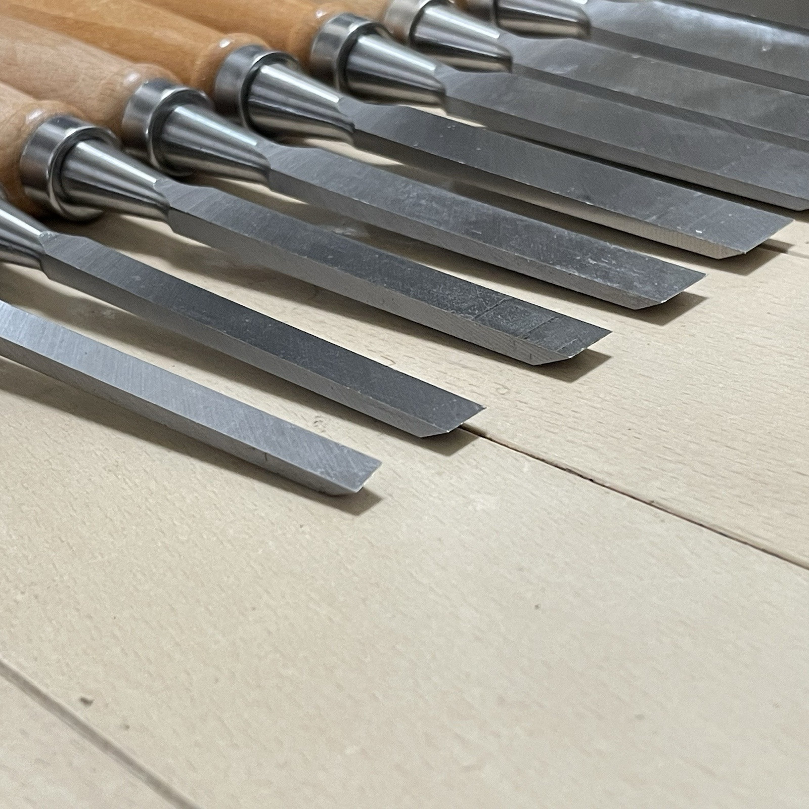 Japanese Vintage Chisel Set of 12 NOMI Japanese Carpentry Woodworking Tool Japan
