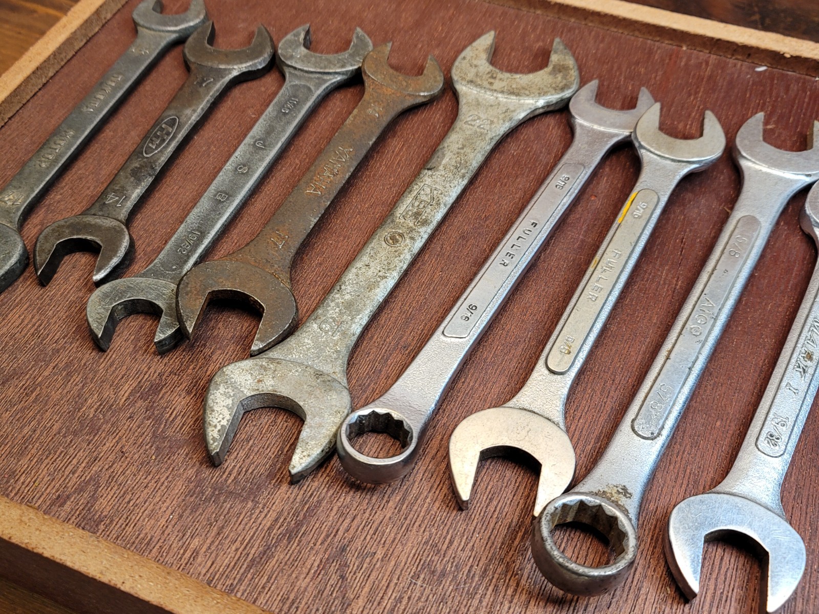 Lot of 9 Vintage Japan Made Wrenches Auto Kit / Motorcycle Tools