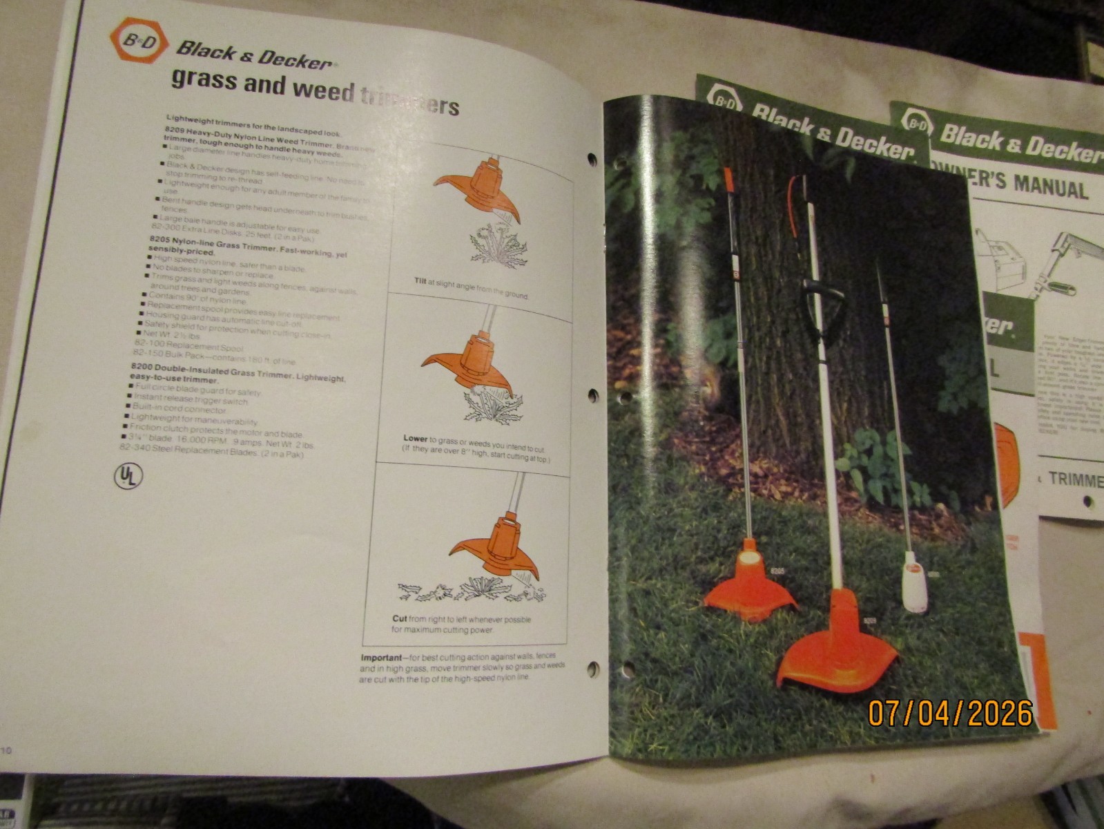 Vintage 1977 Black & Decker Outdoor Product Catalog & 3 Owners Manuals Trimmers