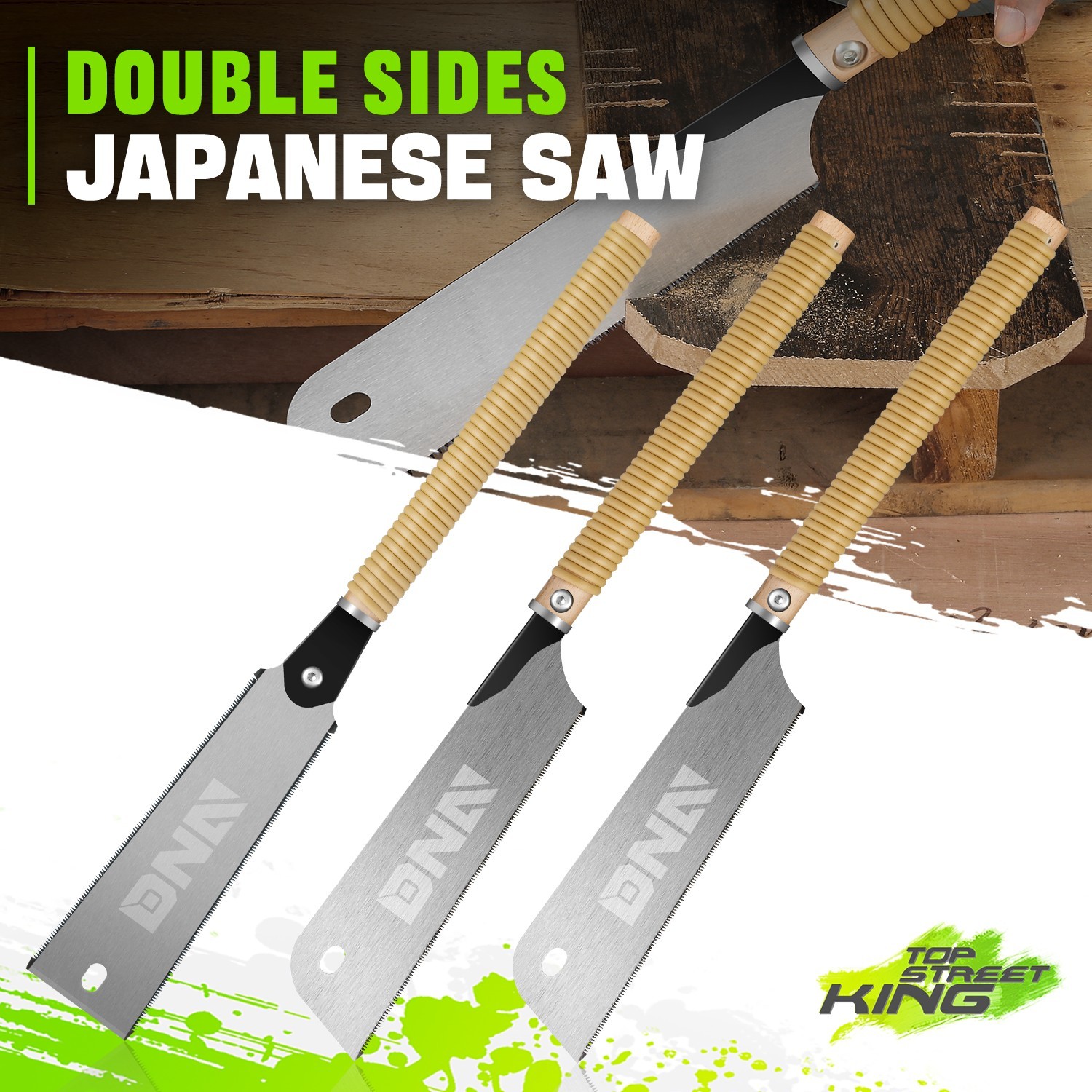 3pc Japanese Saw Tool Set Double Side Pull-cut Hand Saw 9 Inch Blade Woodworking