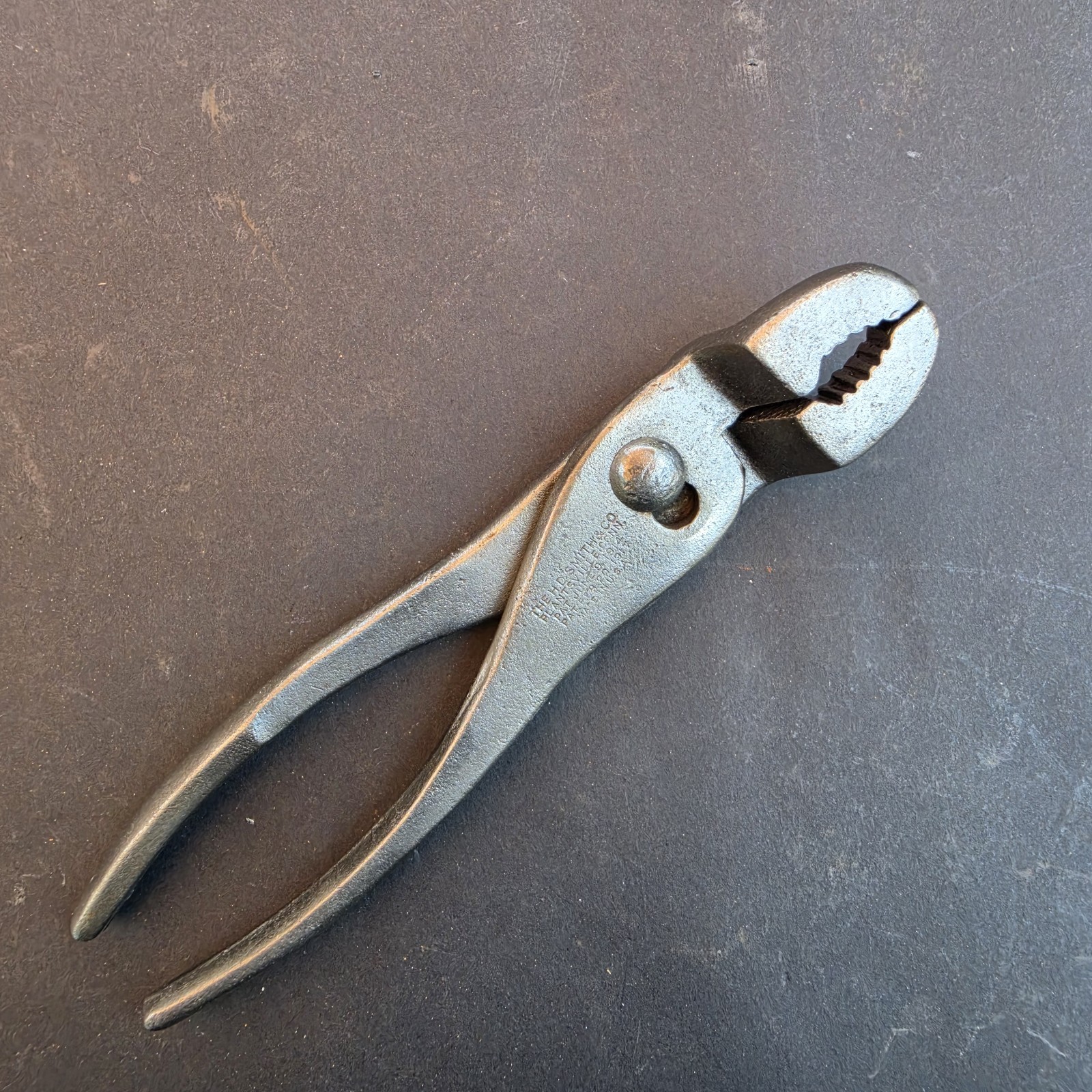 H.D. SMITH 7” Slip Joint Pliers, Offset Jaw Patent 6/9/1914 Plantsville, CONN