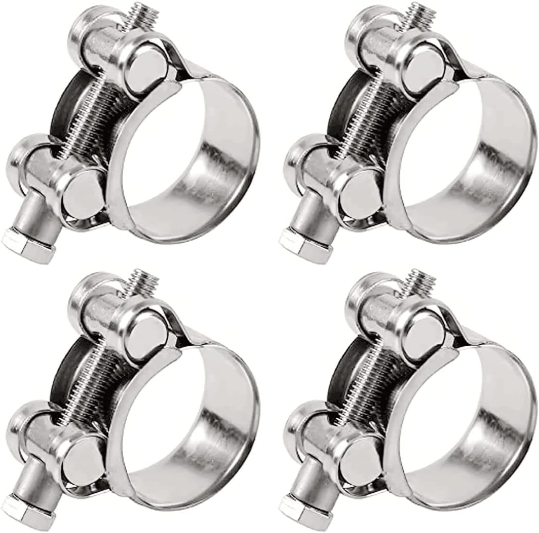 T-Bolt Hose Clamp 23-25mm 304 Stainless Steel Heavy Duty Pipe Tube 4 Pcs