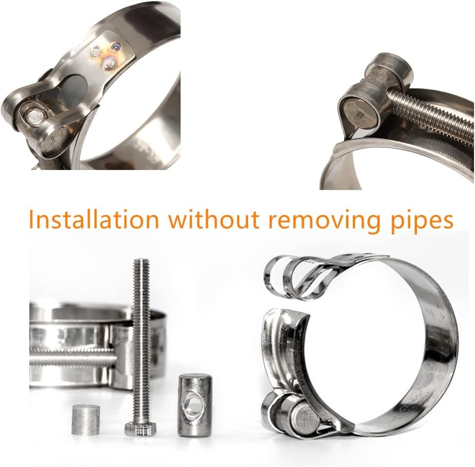 T-Bolt Hose Clamp 23-25mm 304 Stainless Steel Heavy Duty Pipe Tube 4 Pcs