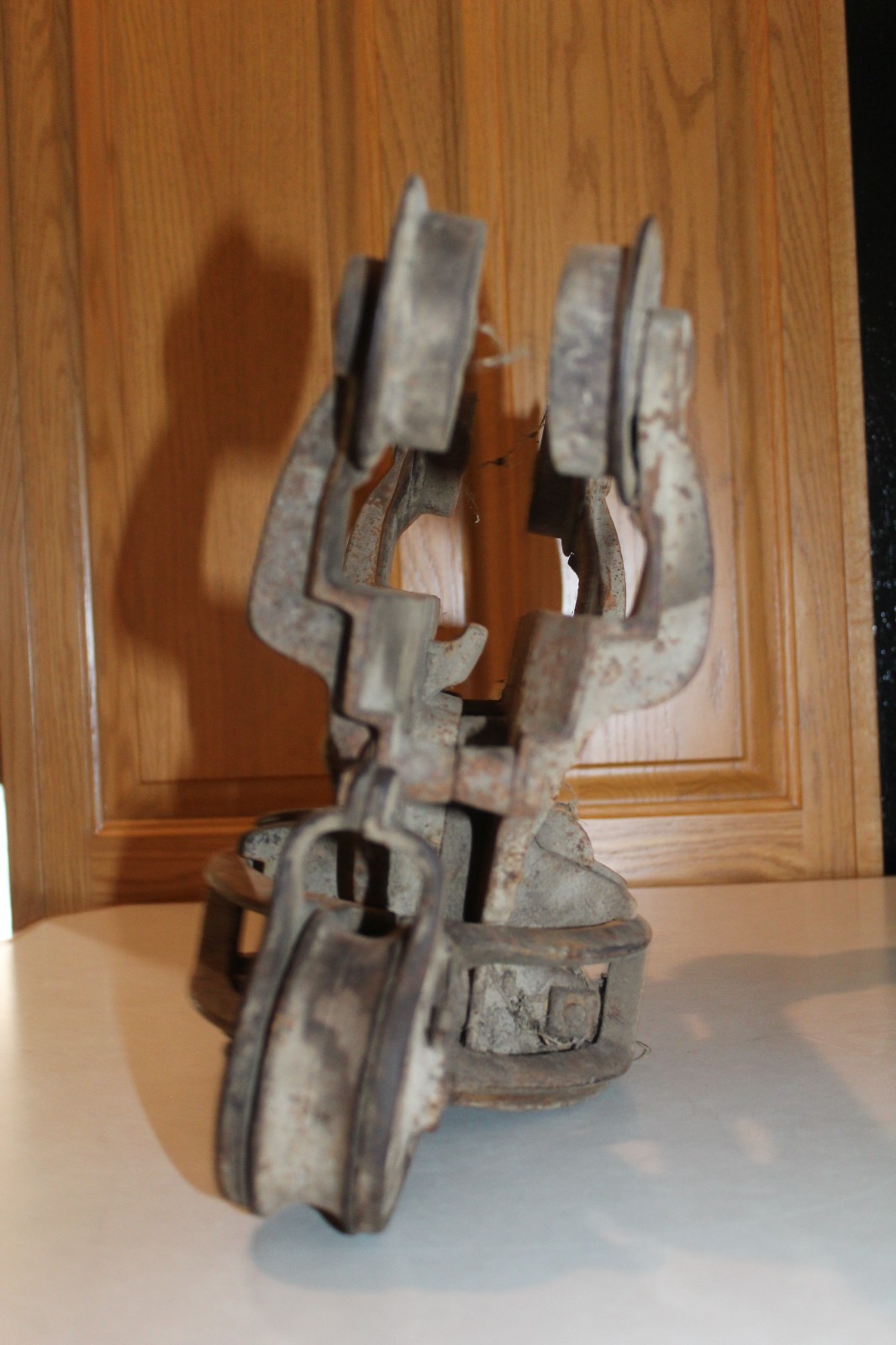 Vtg Antique Old Hay Trolley Farm Barn Repurpose Light Industrial Cast Iron Tool